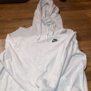 white, multi-color spotted hoodie